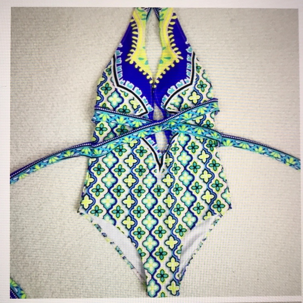 Tie back one piece swimsuit